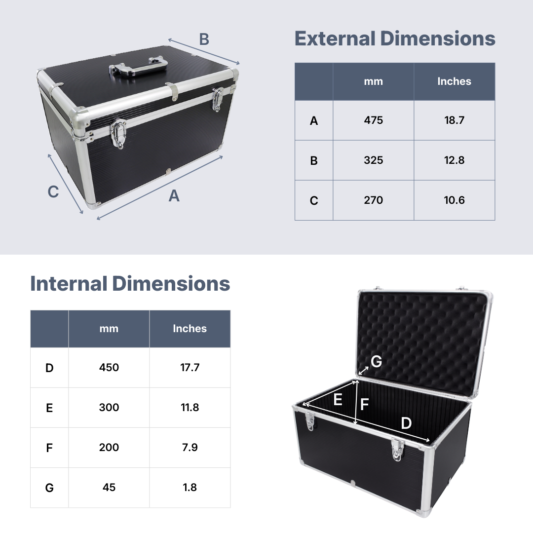 ROC PRO 0305 Black & Silver Flight Case | 475×325×270mm – Cases and ...